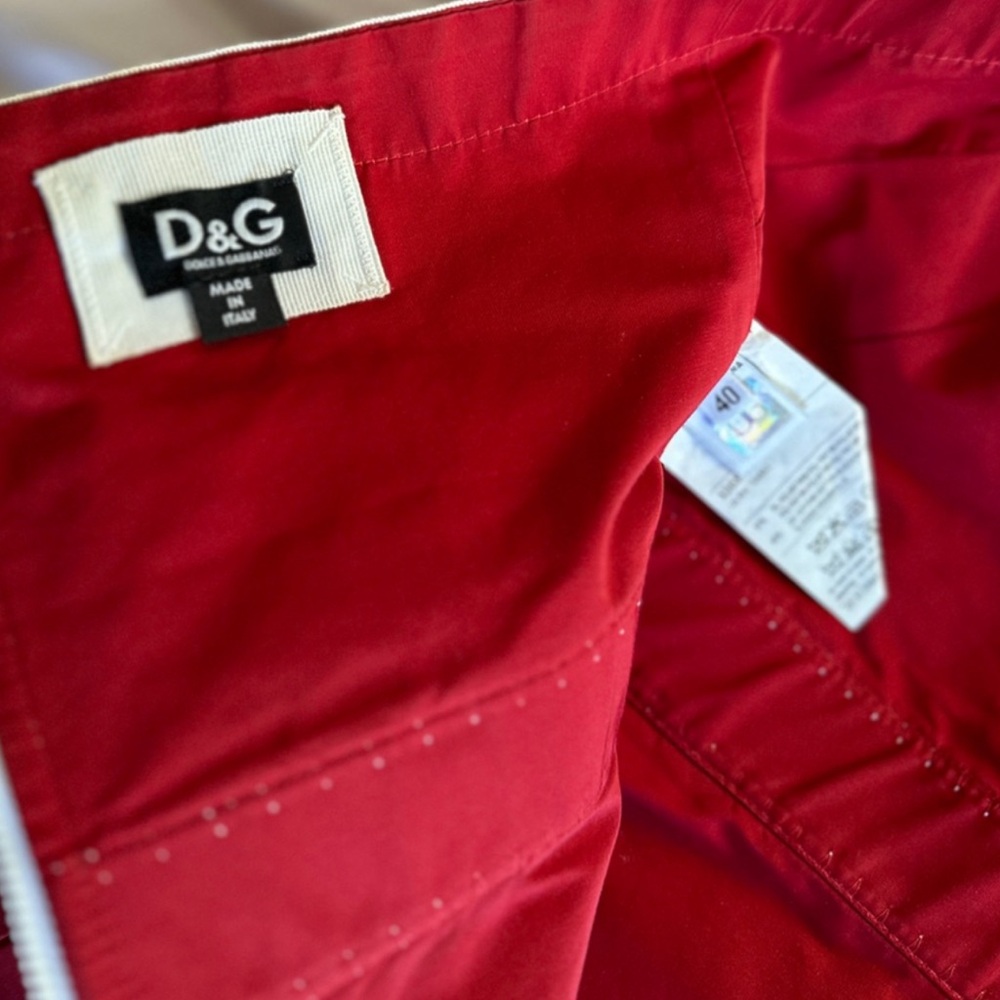 Dolce & Gabbana Red Strapless Dress with White Bands - Picture 2 of 5